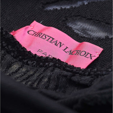 ARCHIVE: 1990s Christian Lacroix Black Wool Jersey And Net Gown With Velvet Inserts