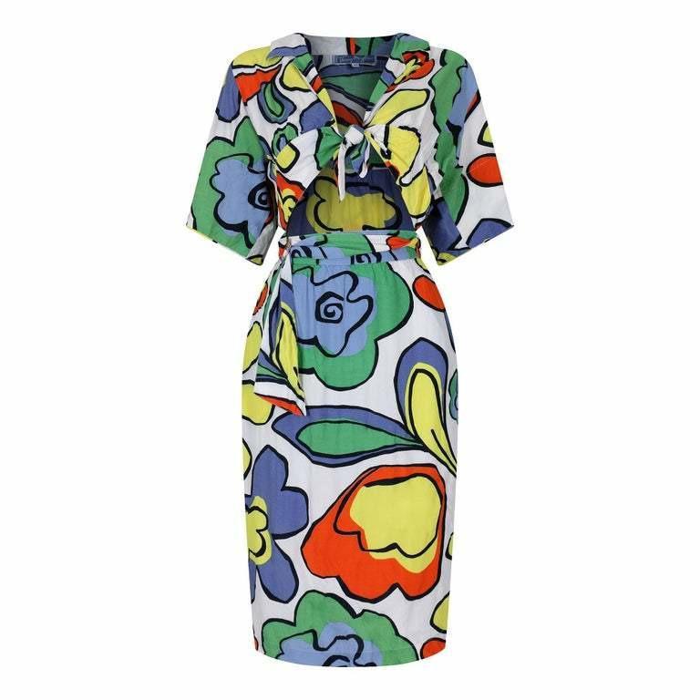 1990s Cotton Pop Art Print Thierry Mugler Dress