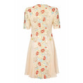 1990s Couture Ivory Silk Chiffon Floral Embroidery and Rhinestone Dress