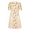 1990s Couture Ivory Silk Chiffon Floral Embroidery and Rhinestone Dress