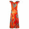 1990s Embroidered Orange & Turquoise Silk Couture Dress and Bag