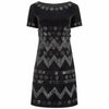 1990s Moschino Black Velvet Dress With Novelty Vinyl Appliques