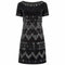 1990s Moschino Black Velvet Dress With Novelty Vinyl Appliques