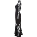 1990s or Early 2000s Azzaro Boutique Black Silk Crepe and Lace Evening Gown