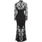 1990s or Early 2000s Azzaro Boutique Black Silk Crepe and Lace Evening Gown