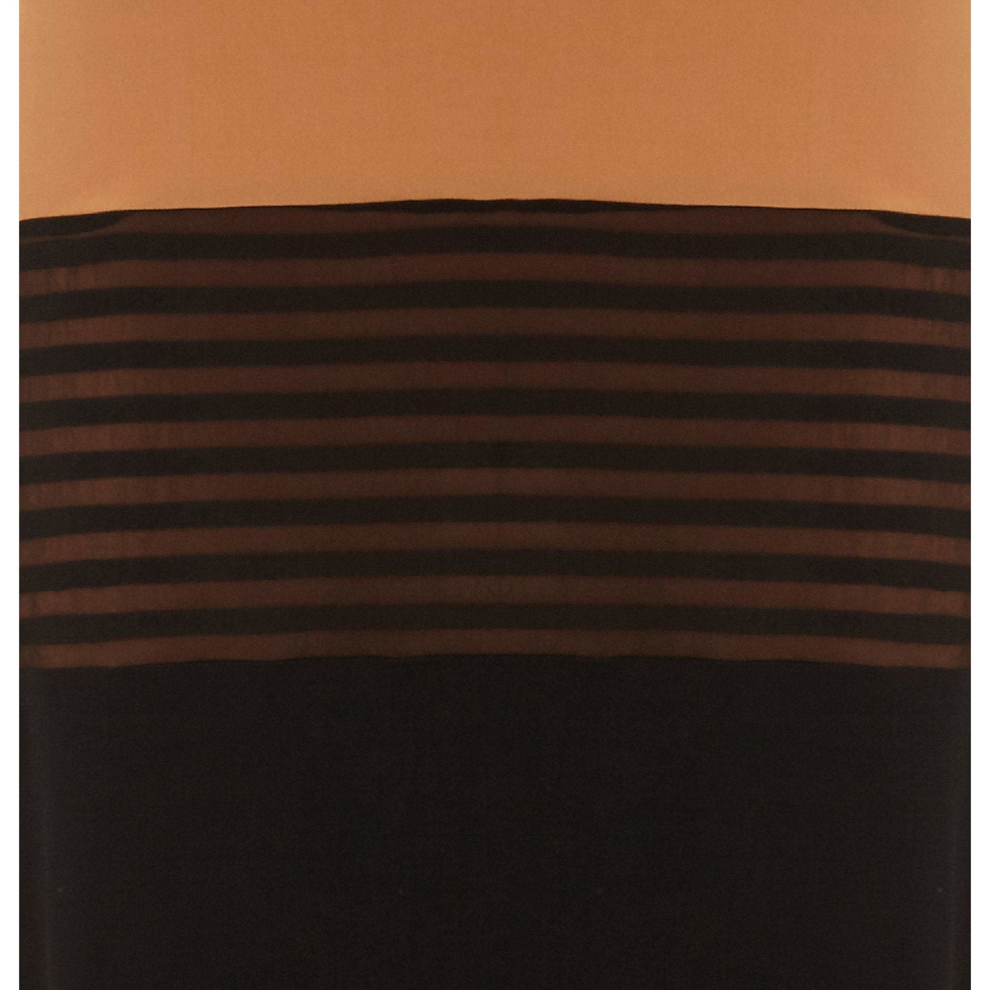 1990s Vintage Ozbek Striped Black & Nude Maxi Dress