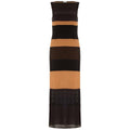 1990s Vintage Ozbek Striped Black & Nude Maxi Dress