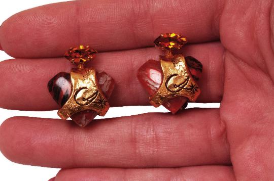 1990s Christian Lacroix Gold Heart Clip-on Earrings