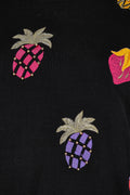1990s Escada Navy Embroidered Fruit Salad Top