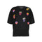1990s Escada Navy Embroidered Fruit Salad Top