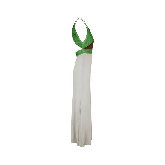 1990s Galanos Couture Madame Gres Inspired Silk Jersey Dress