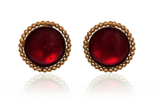 ARCHIVE - 1998 Yves Saint Laurent Haute Couture Red and Gold Gripoix Earrings