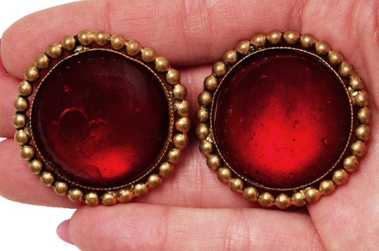 ARCHIVE - 1998 Yves Saint Laurent Haute Couture Red and Gold Gripoix Earrings
