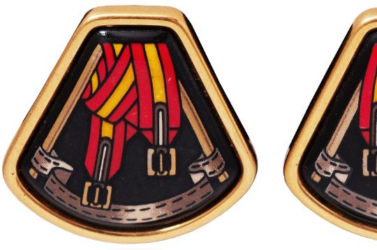 ARCHIVE - 1990s Hermes Gold-Plated Equestrian Fan-Shaped Earrings