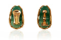 ARCHIVE - 1990s Kenneth Jay Lane Jade and Gold Basket Weave Earrings