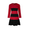 Scaasi 1990s Wool Red & Black Stripe Dress