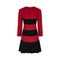 Scaasi 1990s Wool Red & Black Stripe Dress