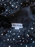 1990s Victor Costa Black and White Polkadot Ruffle Dress