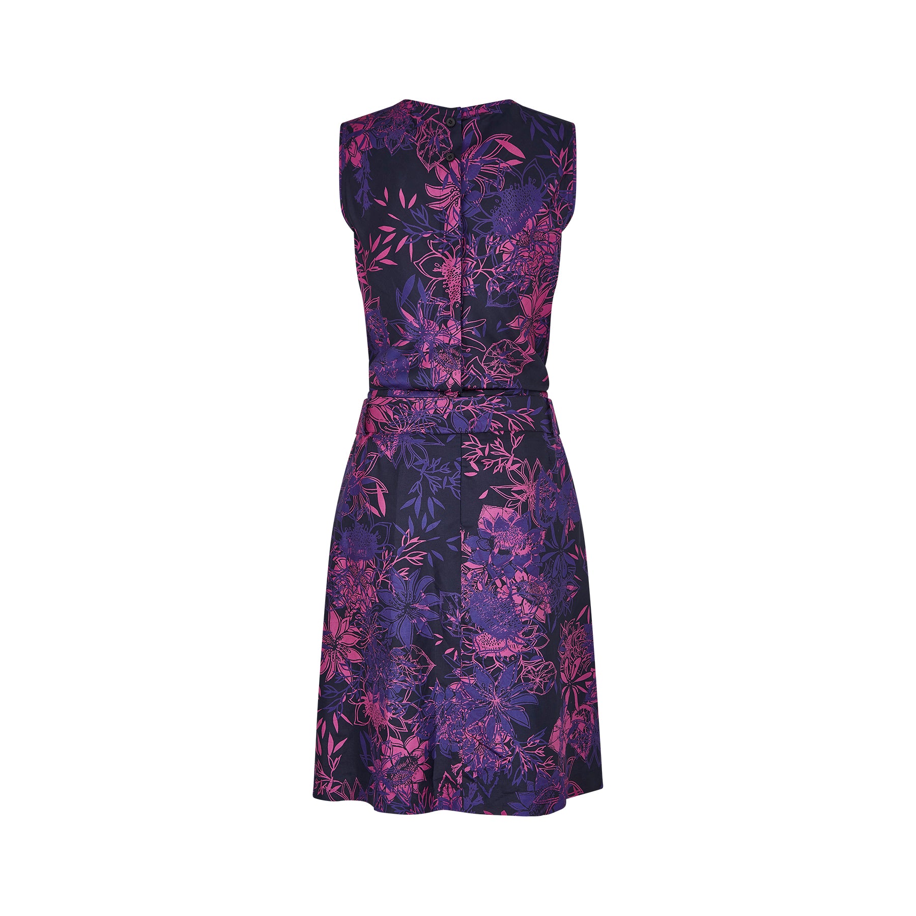 1990s Y2K Escada Silk Floral Dress with Grosgrain Belt