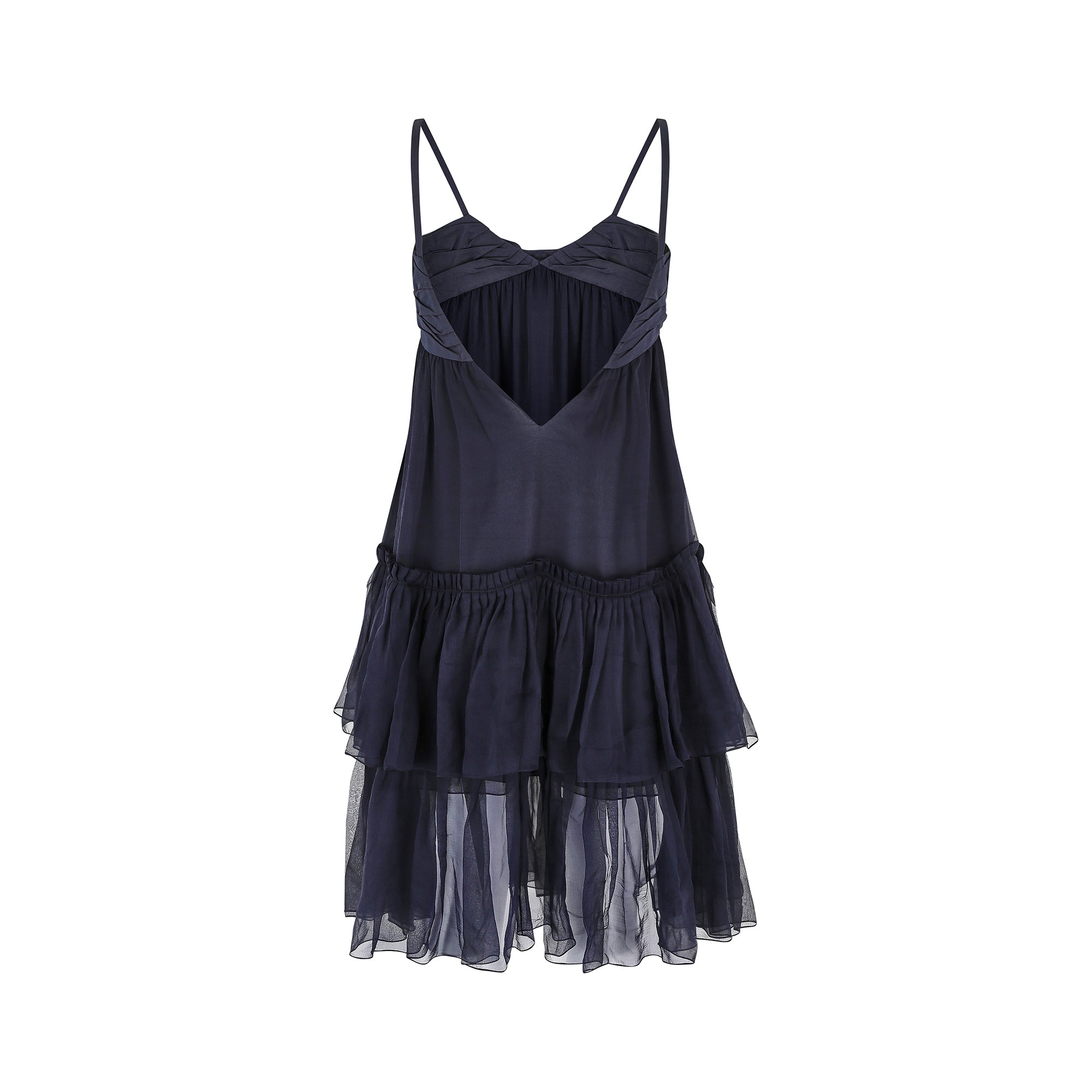 2008 Christian Dior Navy Silk Chiffon Babydoll Dress