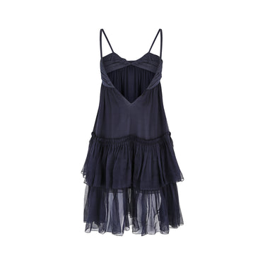 ARCHIVE - 2008 Christian Dior Navy Silk Chiffon Babydoll Dress