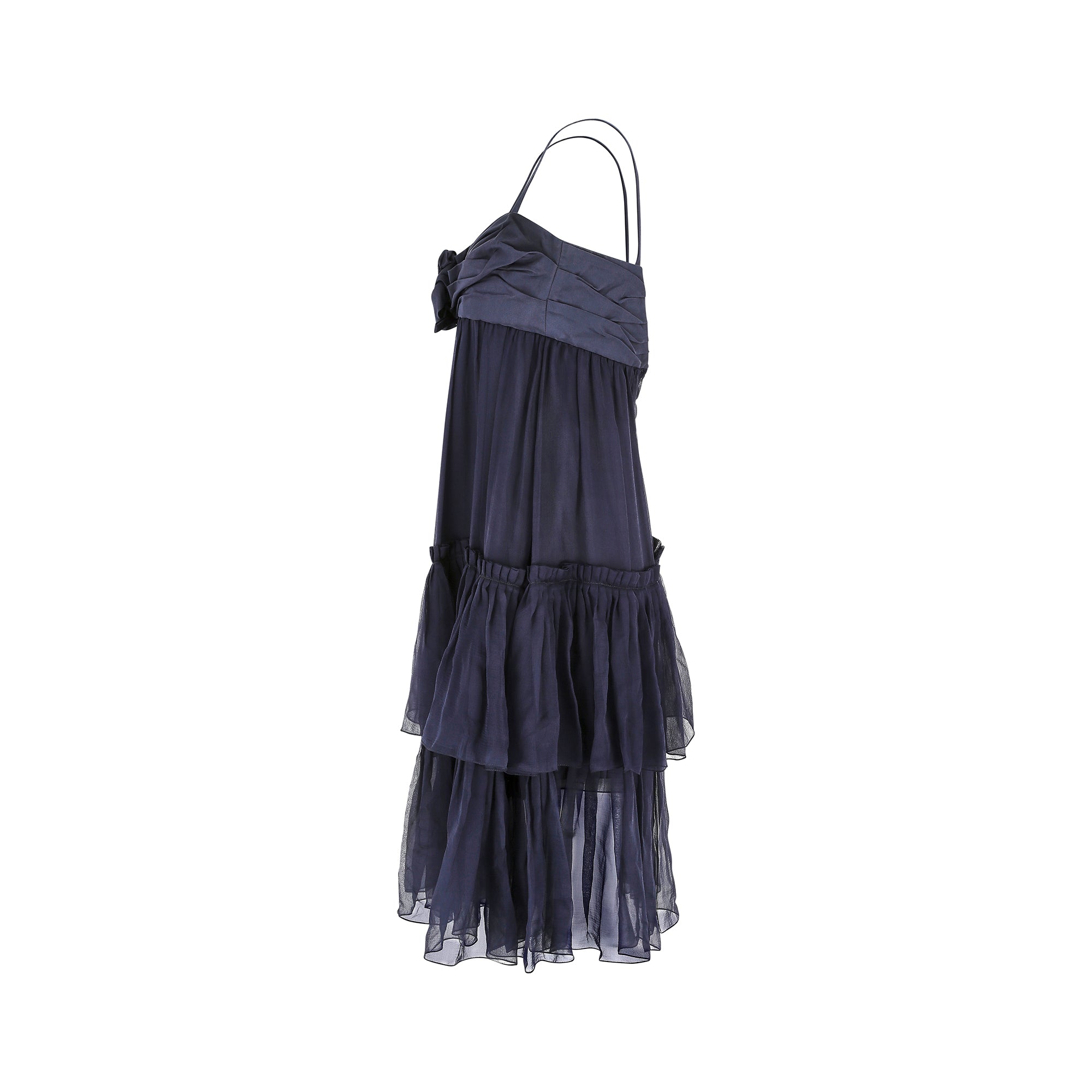 ARCHIVE - 2008 Christian Dior Navy Silk Chiffon Babydoll Dress