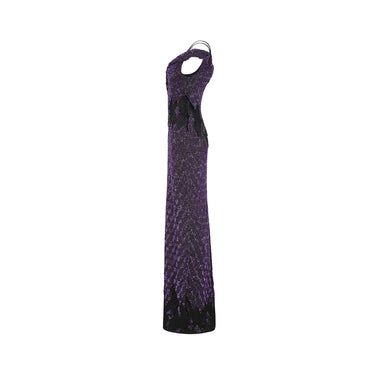 2007 Runway Guy Laroche Purple Sequin Maxi Dress