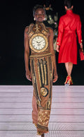 2000s Jeremy Scott Novelty Grandfather Clock Wool Dress