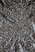 2000s Max Mara Silver Sequin Halter Neck Dress