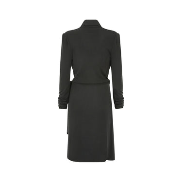ARCHIVE - 2000s Yves Saint Laurent Long Sleeve Black Jersey Wrap Dress