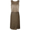 2000s Chanel Olive Green Tweed and Silk Three Piece Skirt Suit