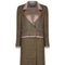 2000s Chanel Olive Green Tweed and Silk Three Piece Skirt Suit