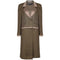 2000s Chanel Olive Green Tweed and Silk Three Piece Skirt Suit