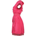 2000's Nina Ricci Deep Pink Silk Pleated dress With Lace Trim