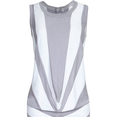 ARCHIVE - 2004 Comme Des Garcons Silver/Grey and White Striped Jersey Dress