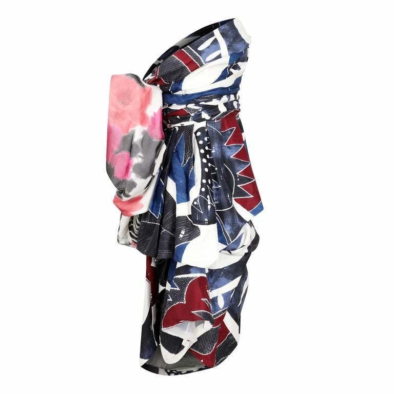 2006 Christian Lacroix Spring Summer Look 25 Abstract Print Bustier Dress