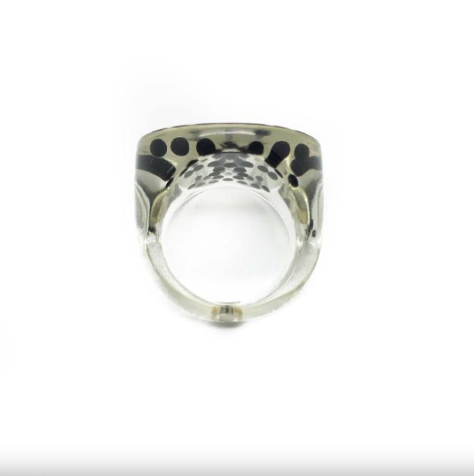 2008 Chanel CC Monochrome Resin Logo Ring