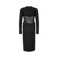 2010s Tom Ford Black Jersey Wool and Satin Corset Dress