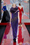 2000s Runway Guy Laroche Purple Sequin Maxi Dress