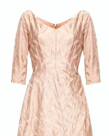 1950s Rose Gold Embroidered Silk Dress-Dress-CIRCA VINTAGE LONDON