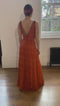 Couture 1960s Burnt Orange Silk Chiffon Gown with Crystal Bead Embellishments