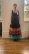 1970s Rainbow Silk Chiffon Tiered Haute Couture Maxi Dress