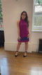1960s French Crepe Pink & Purple Trapeze Dress