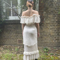 Andrea Wilkin 1970s Silk Ivory Fantasy Bridal Dress in Edwardian Style-CIRCA VINTAGE LONDON