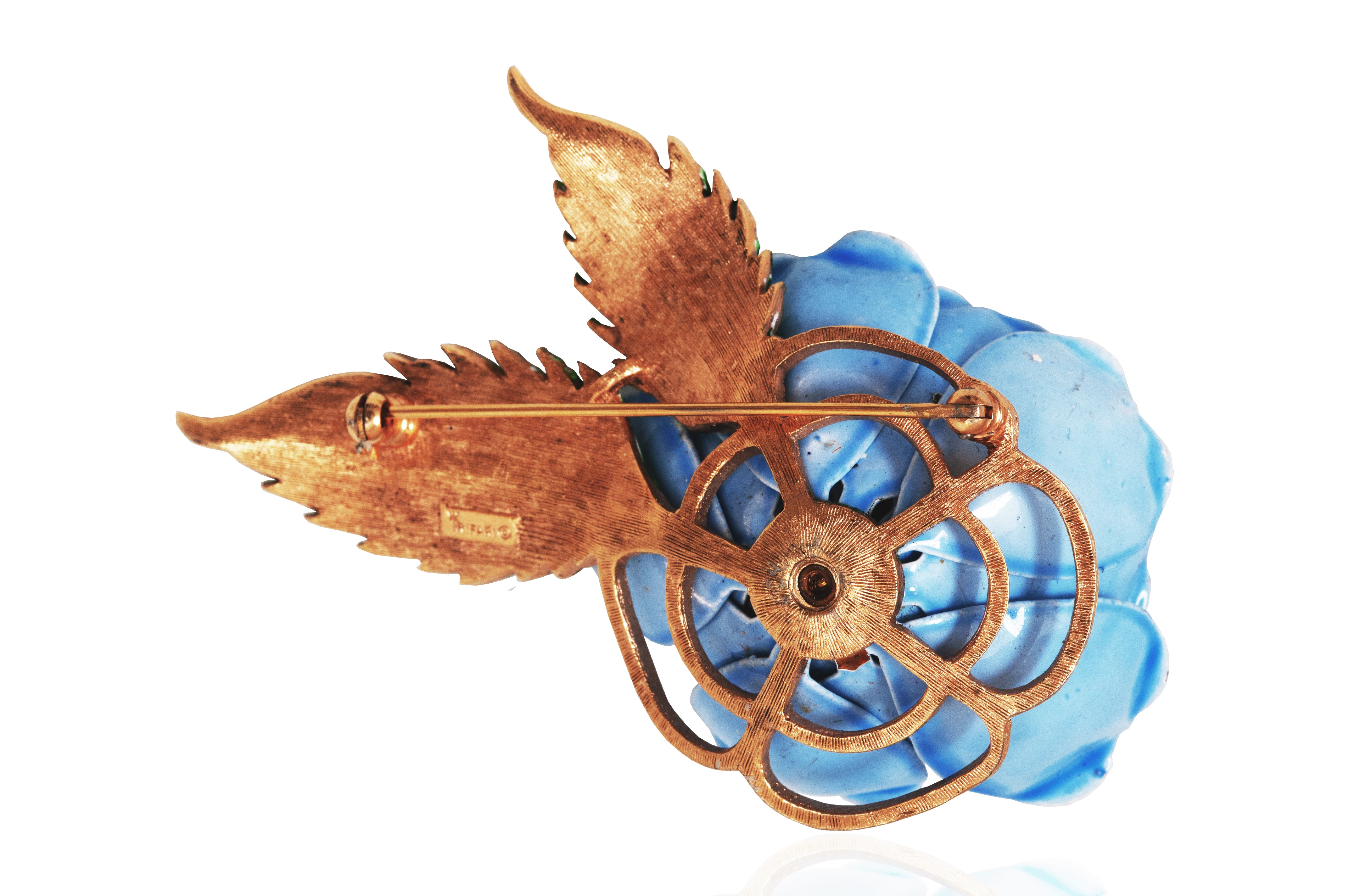 ARCHIVE: 1960s Large Crown Trifari Enamel Blue Flower Brooch