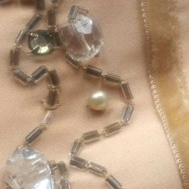 ARCHIVE - Ceil Chapman 1950s Peach Silk Dress With Beading and Velvet Ribbon Applique