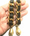 1980s Chanel Long Black Leather and Chain Earrings-Earrings-CIRCA VINTAGE LONDON