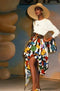 1980s Chanel Inspired Cotton Floral Camelia Print Striped Dress