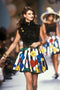 1980s Chanel Inspired Cotton Floral Camelia Print Striped Dress