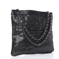 Chanel Calfskin Mesh Hidden Sequin CC Black Tote Bag